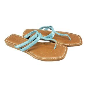 Bernardo Sandals Womens10 Leather Croco Embossed Aqua Blue